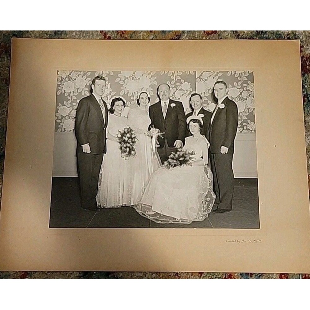 Vtg Photo Sweet 16 Debutant Girls White Dresses Photograph B&W Jos D BELL Large